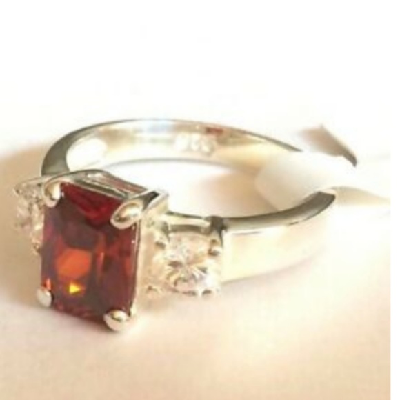 Sterling Silver Garnet Cocktail Ring 6 7 9 10 Red Cubic Zirconia 925 CZ NWT - Picture 5 of 8